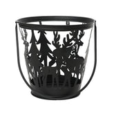 Decoris Iron Fireplace with Deer Cut-Out Scenery 76cm - Black,